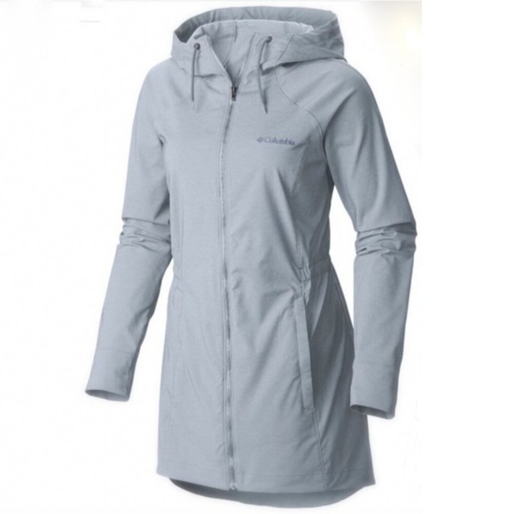NWT Columbia Women Size Small Gray Pine Orchard Long Softshell Hooded Jacket NEW